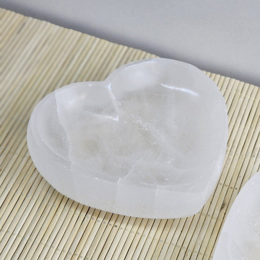 Selenite Heart Bowl Shiny 10 cm