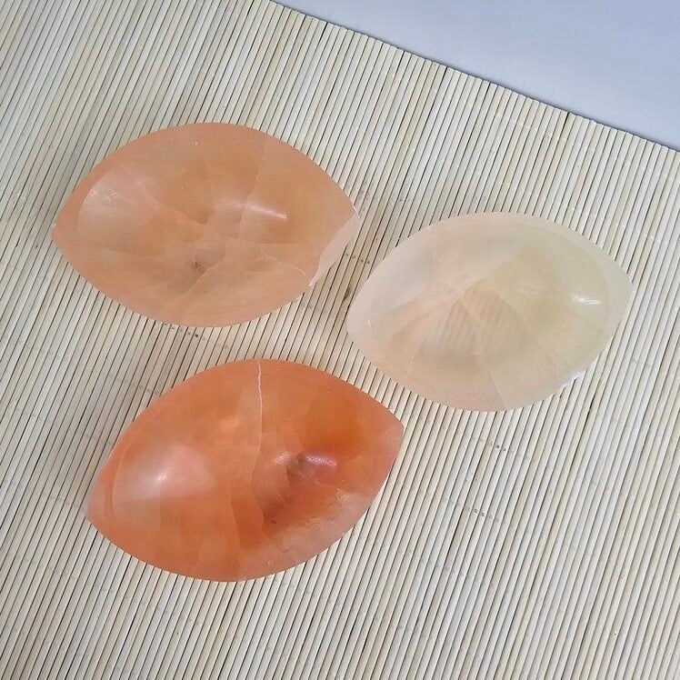 Handmade Peach Selenite Eye/Oval Bowl 10 cm