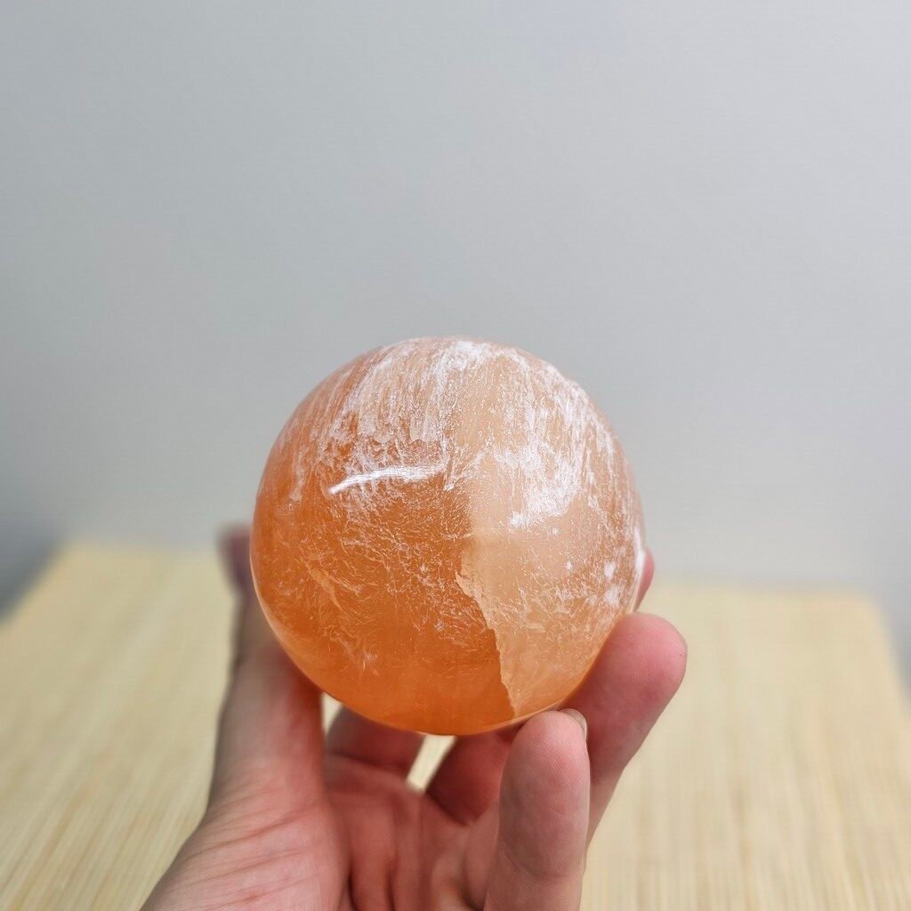 Peach Selenite Sphere 5-6 cm