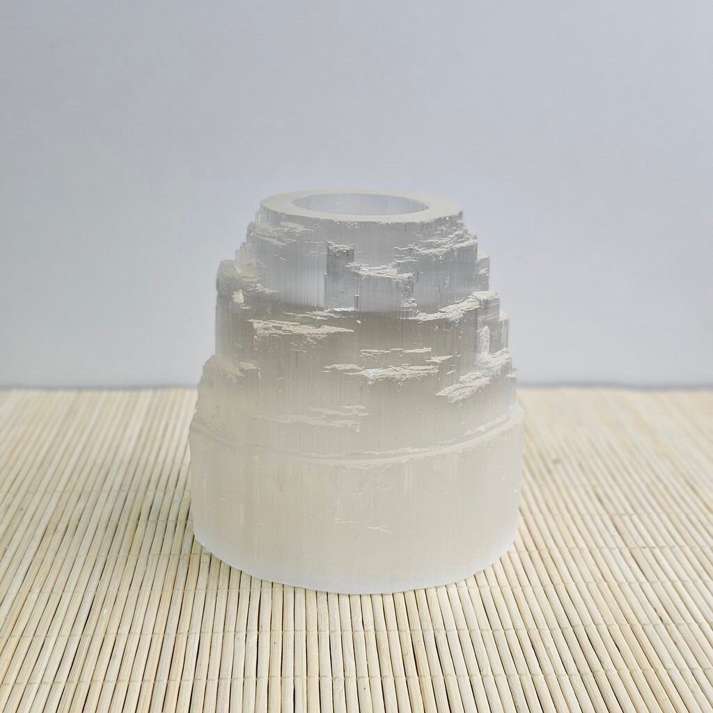 Selenite Iceberg Tealight Candle Holder 10x10 cm
