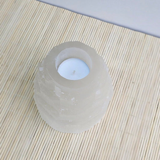 Selenite Iceberg Tealight Candle Holder 10x10 cm
