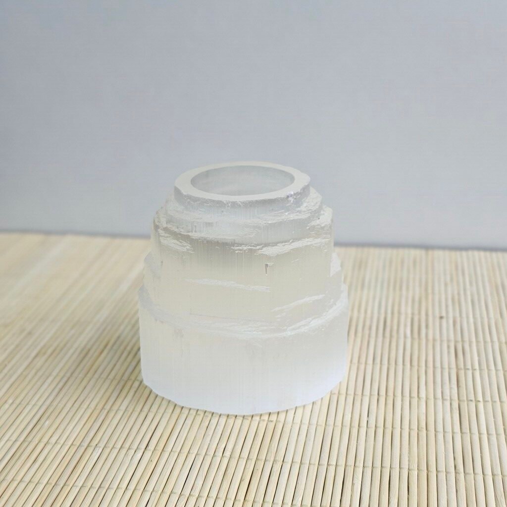 Selenite Iceberg Tealight Candle Holder 8x8 cm