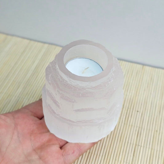 Selenite Iceberg Tealight Candle Holder 8x8 cm