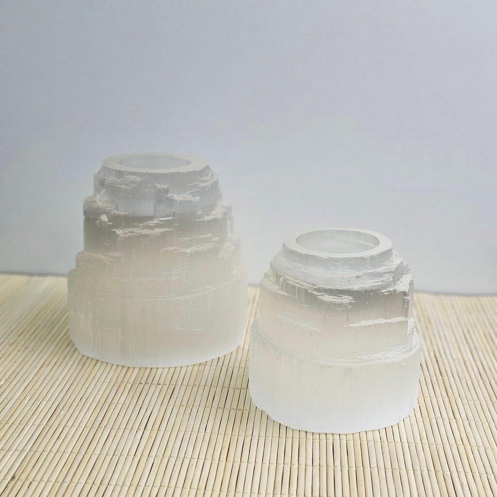 Selenite Iceberg Tealight Candle Holder 10x10 cm