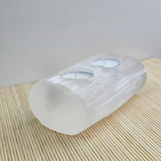 Selenite Tealight Candle Holder 2 Log