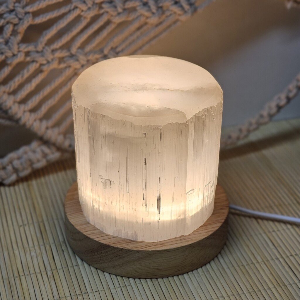 Handmade 2 in 1 Selenite Lamp & Candle Holder with Warm LED