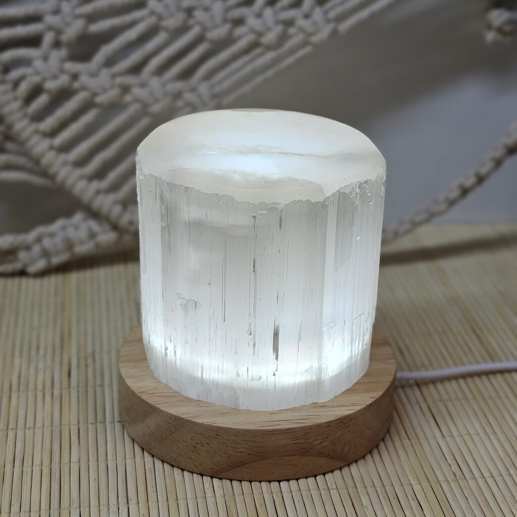 Handmade 2 in 1 Selenite Lamp & Candle Holder with Cold LED