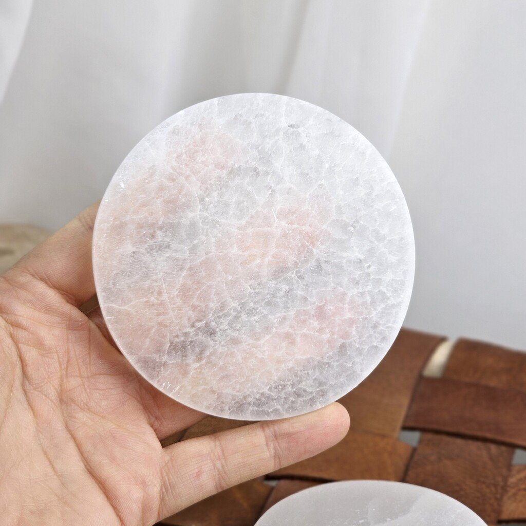 Selenite Round Plate 10 cm