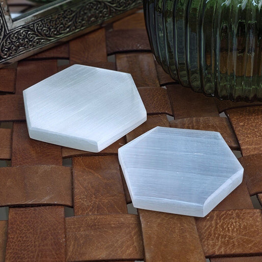 Selenite Hexagon Plate 10 cm Satin
