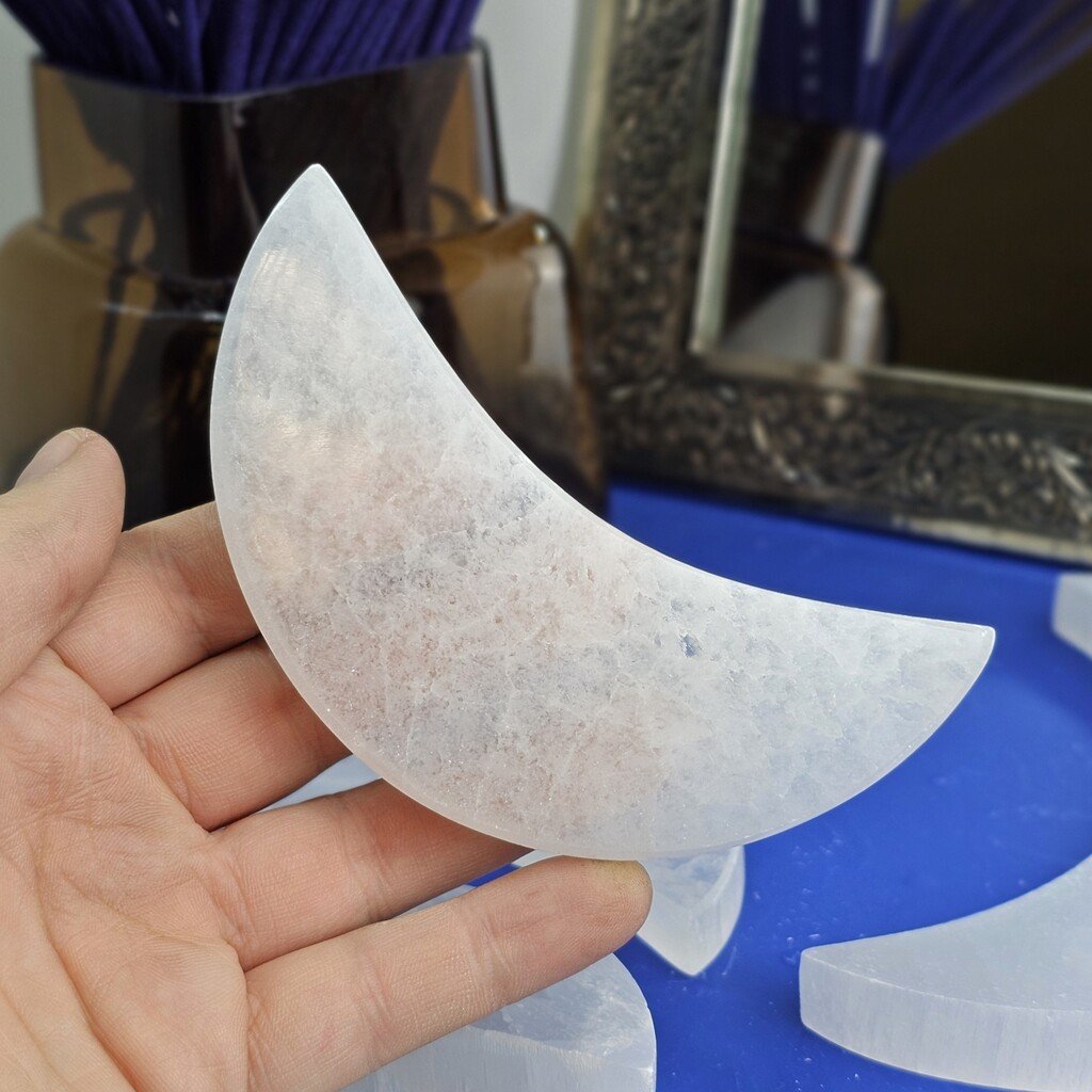 Selenite Moon Plate 12 cm
