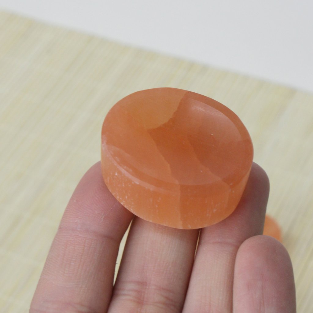 Handmade Peach Selenite Bean 4 cm