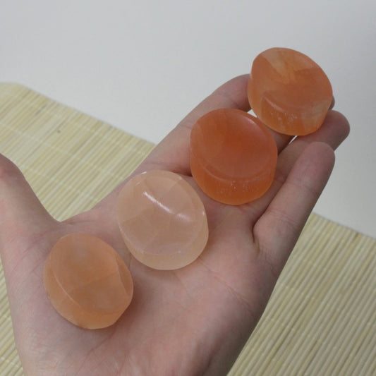 Handmade Peach Selenite Bean 4 cm