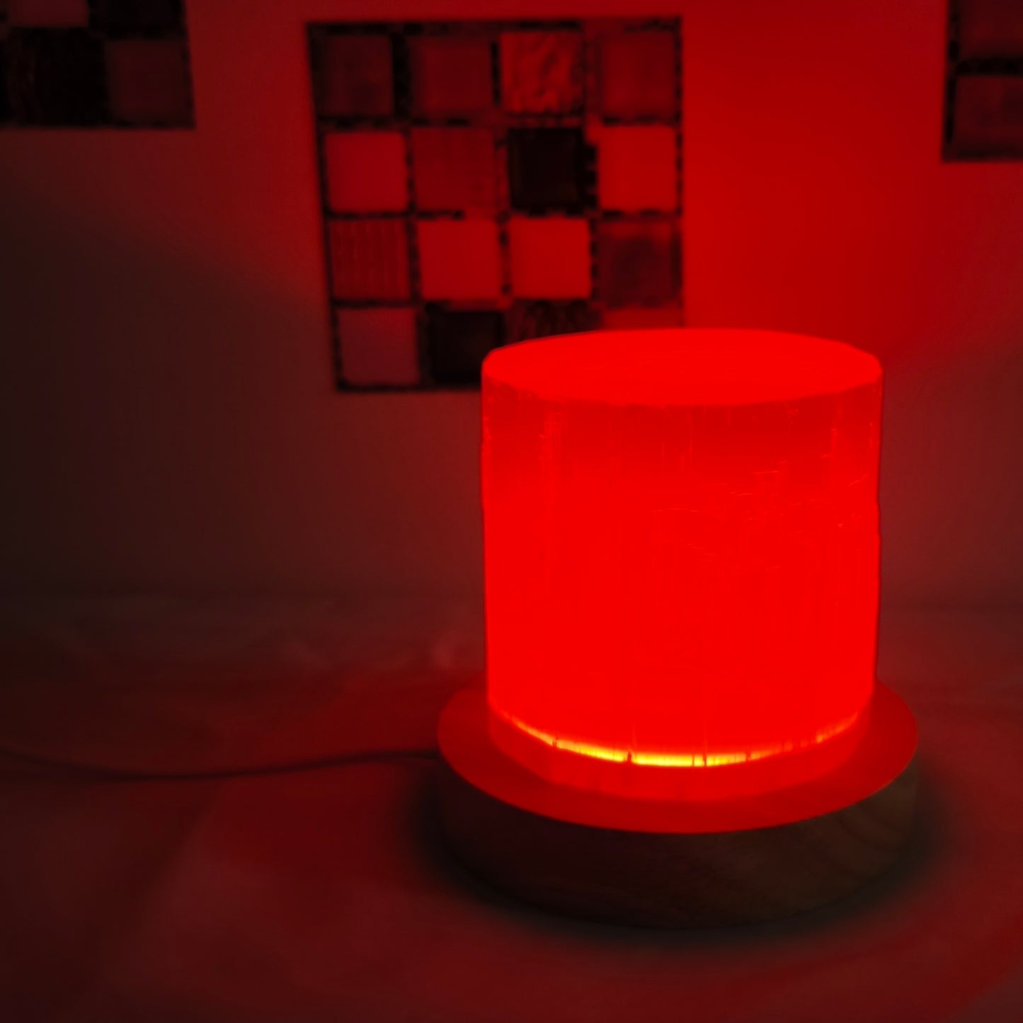 Handmade 2 in 1 Selenite Lamp & Candle Holder with Colored LED