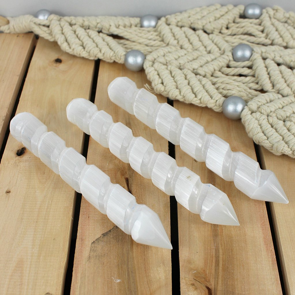 Selenite Spiral Massage Wand 15 cm
