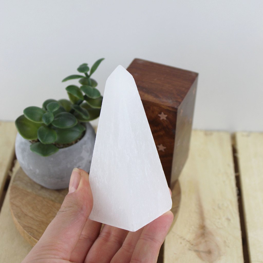 Selenite Obelisk Tower 10 cm