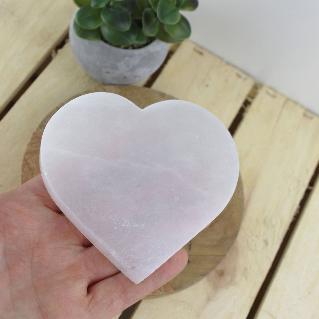 Selenite Heart Plate 10 cm
