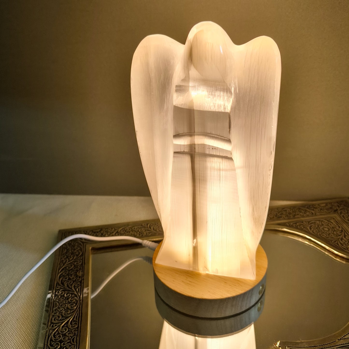 Selenite Angel 20cm Lamp