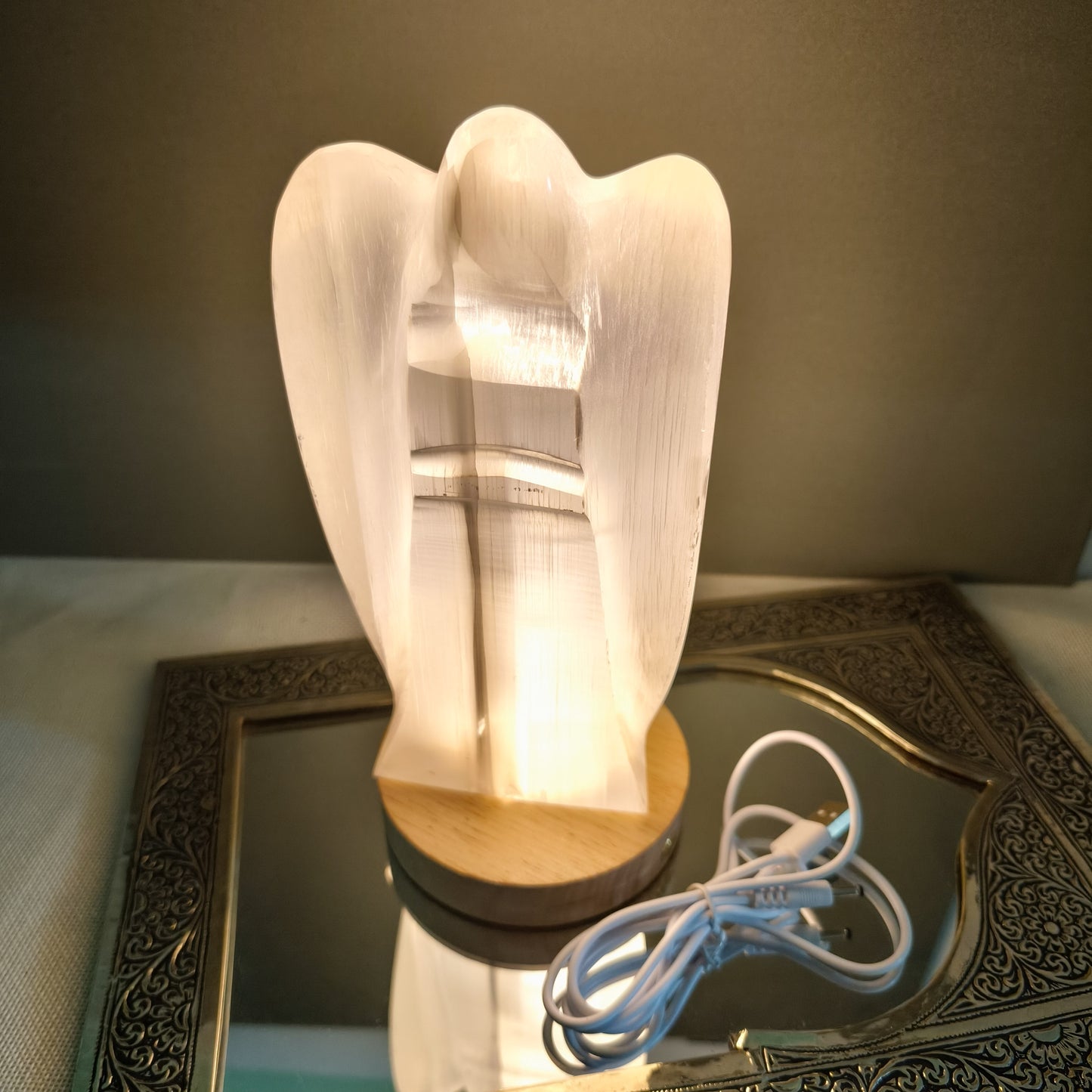 Selenite Angel 20cm Lamp