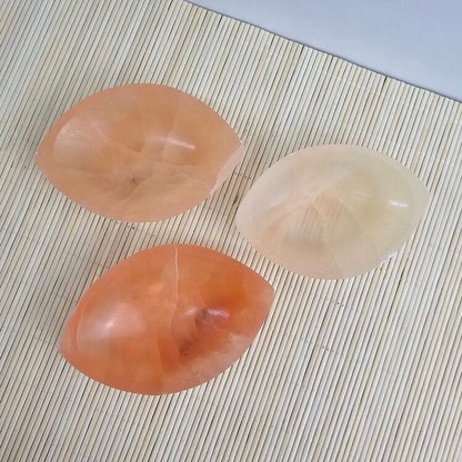Handmade Peach Selenite Eye/Oval Bowl 10 cm