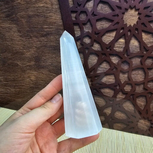 Selenite Hexagon Obelisk Tower 15 cm