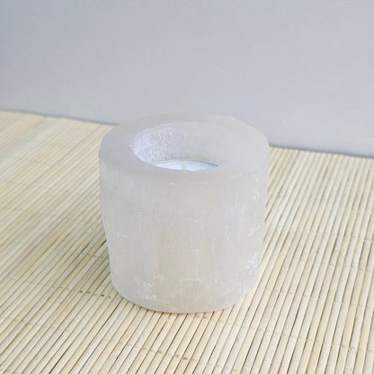 Selenite Round Tealight Candle Holder 6x6 cm