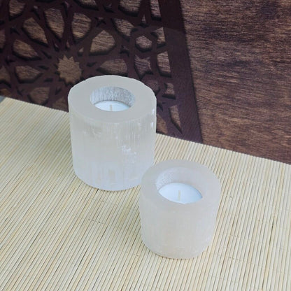 Selenite Round Tealight Candle Holder 6x6 cm