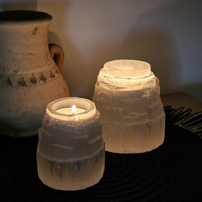Selenite Iceberg Tealight Candle Holder 8x8 cm