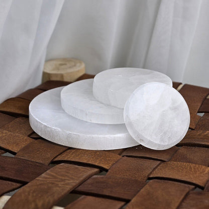 Selenite Round Plate 6 cm