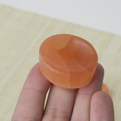 Handmade Peach Selenite Bean 4 cm