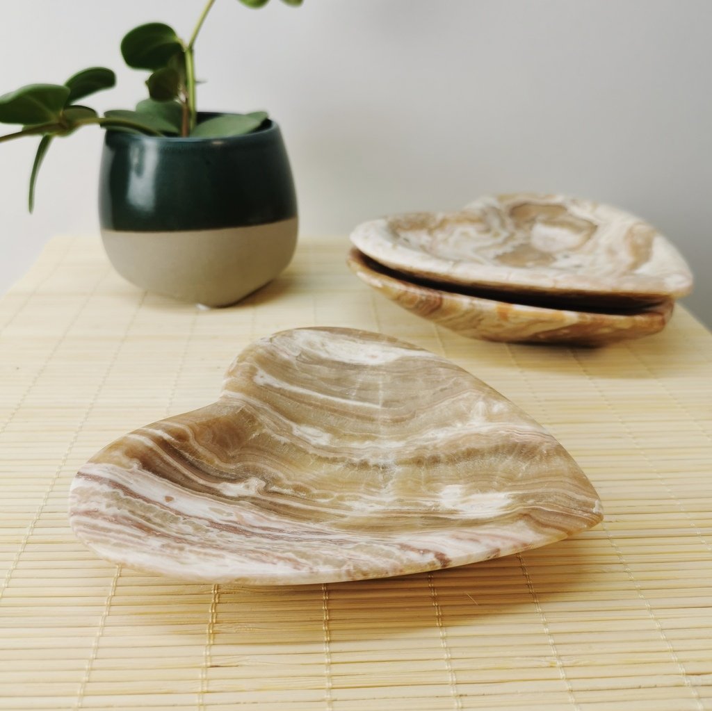Moroccan Aragonite Heart Bowl 12 cm