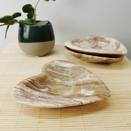 Moroccan Aragonite Heart Bowl 12 cm