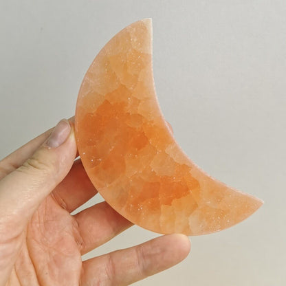 Handmade Peach Selenite Moon Plate 15 cm