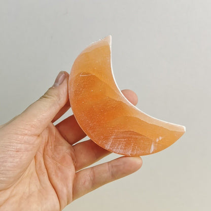 Handmade Peach Selenite Moon Plate 10 cm