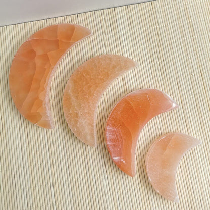Handmade Peach Selenite Moon Plate 12 cm