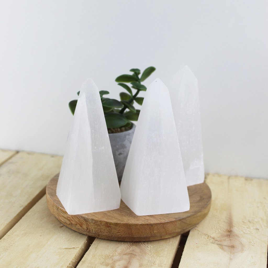 Selenite Obelisk Tower 10 cm